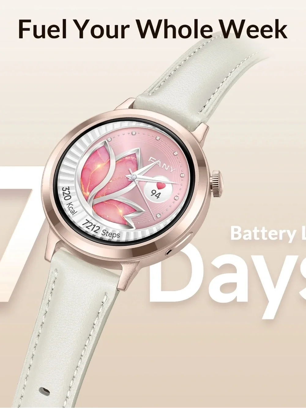 FANY Luna Stylish Leather Smartwatch for Women